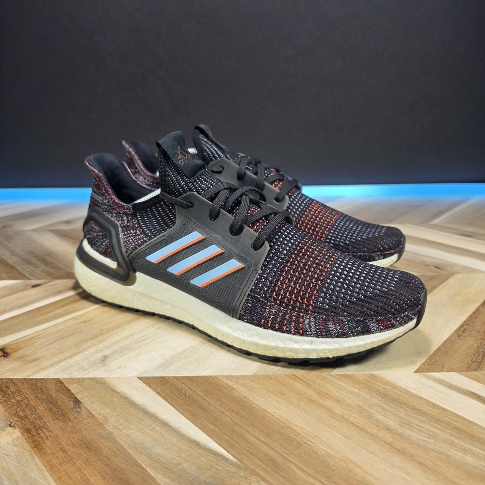 Adidas UltraBoost 19 Men's 12 Black Glow Running Shoes Sneakers G54011 Boost